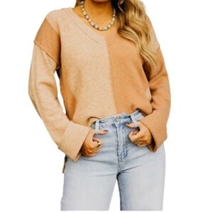 Hem & Thread The Whitney Color Block Sweater Size Large-EUC